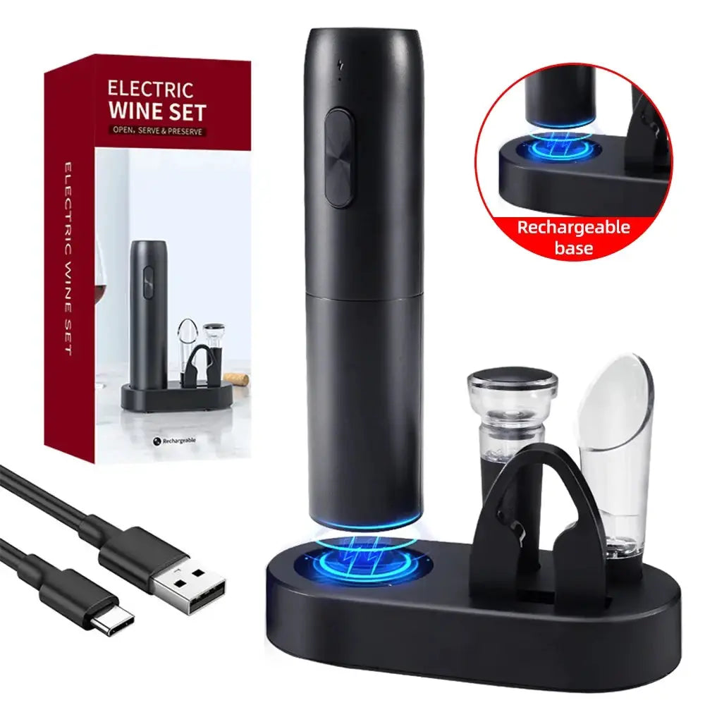 Electric Wine Bottle Opener Automatic Red Wine Corkscrew Rechargeable Wine Opener with Charging Base Tools Kitchen Accessories from PriceLows™