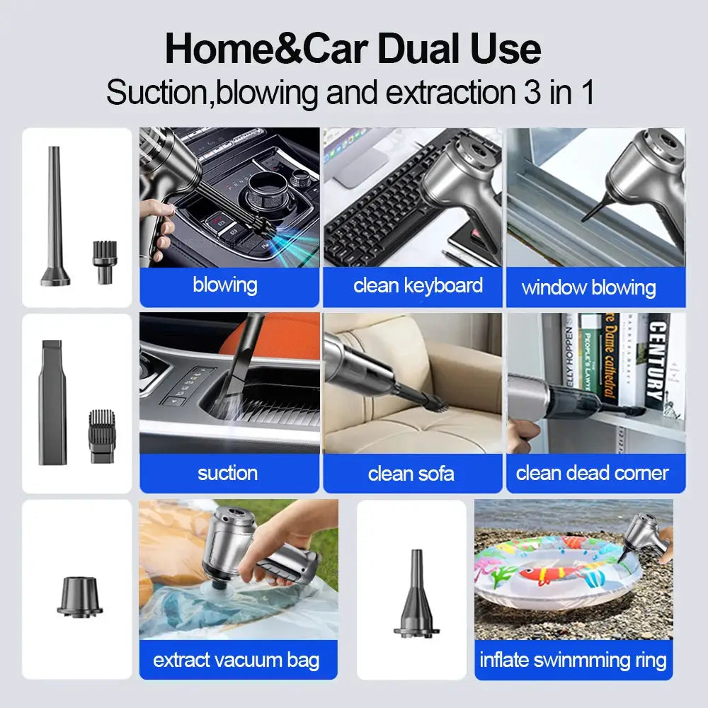 Car Vacuum Cleaner | 95000Pa Suction | 40 Min Battery Life | Cordless Handheld