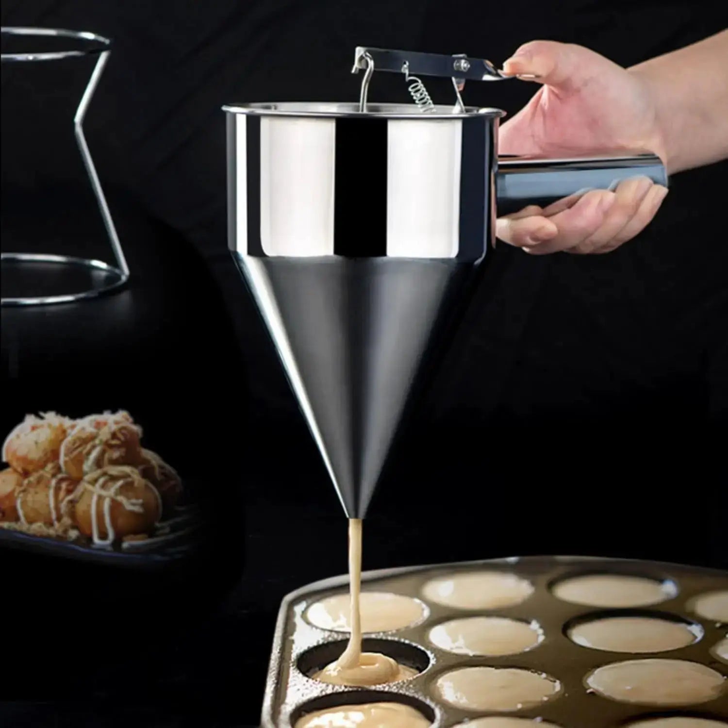 Pancake Batter Dispenser with 4 Nozzles Multi-Caliber Stainless Steel Funnel Cake Dispenser with Stand Great for Baked Goods from PriceLows™