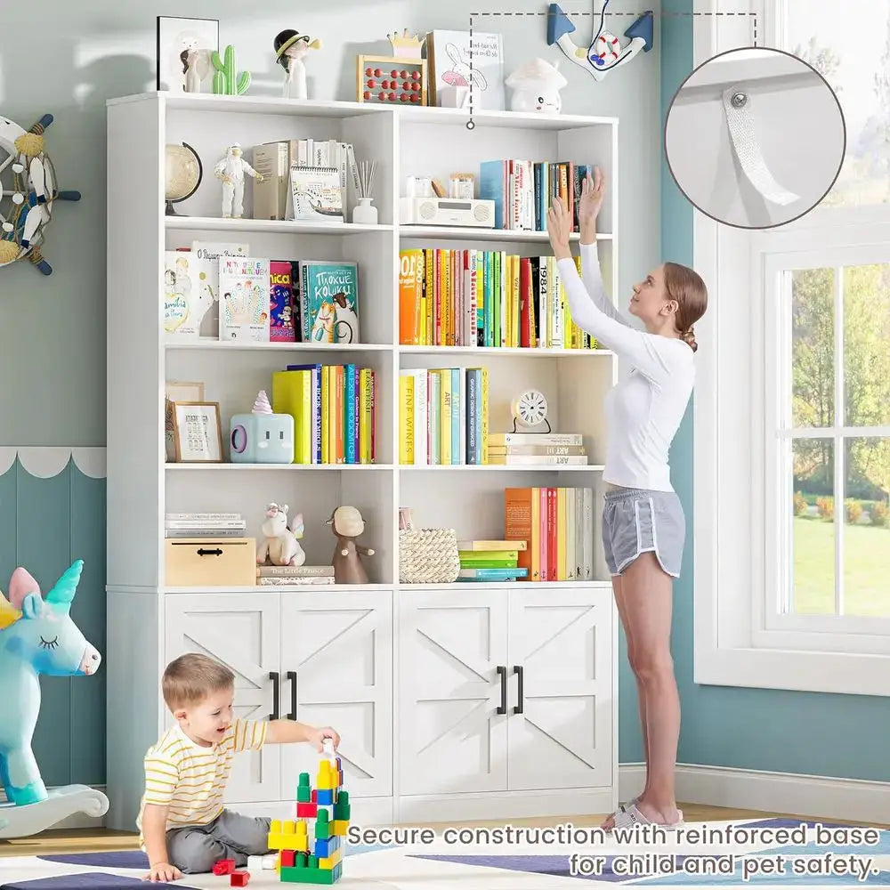 6-Tier Tall Standing Bookshelf with Storage Cabinets for Home or Office Use from PriceLows™