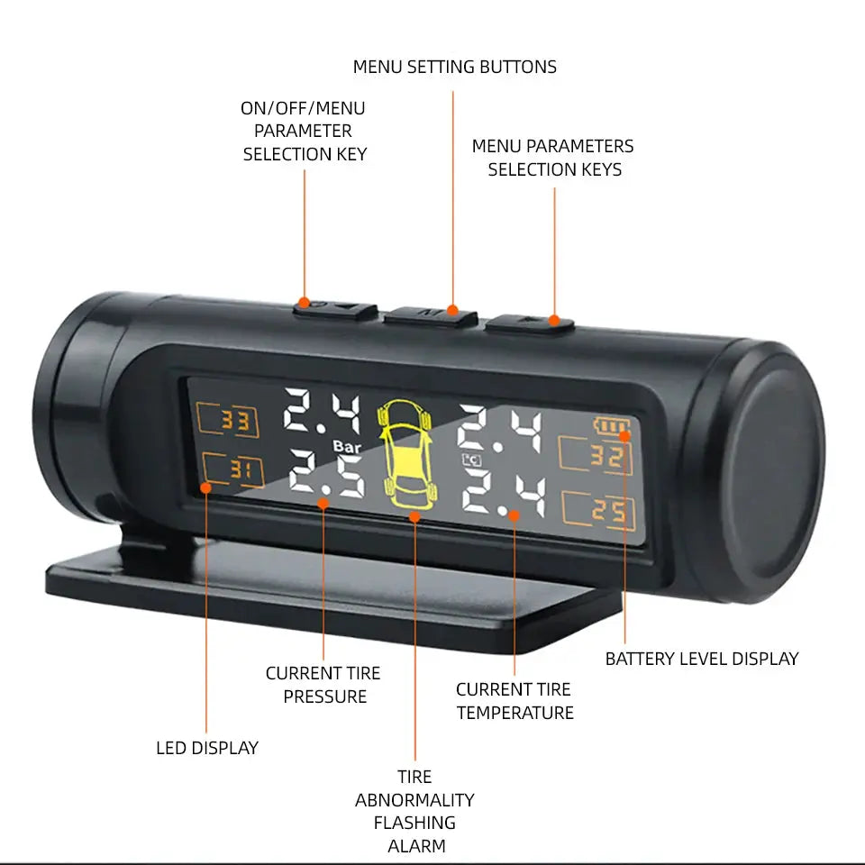 Acceo TPMS Car Tire Pressure Monitoring System 4 Sensors Wireless Real-Time Pressure & Temperature Safety Alarm Monitor from PriceLows™