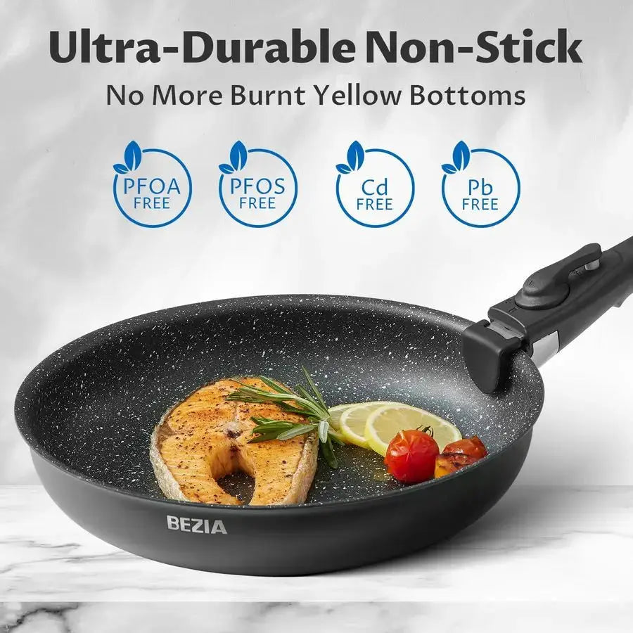 Induction Cookware Set 10 Pieces, Nonstick Pots and Pans Set with Removable Handles, for All Hobs, Stackable Design, Dishwasher from PriceLows™