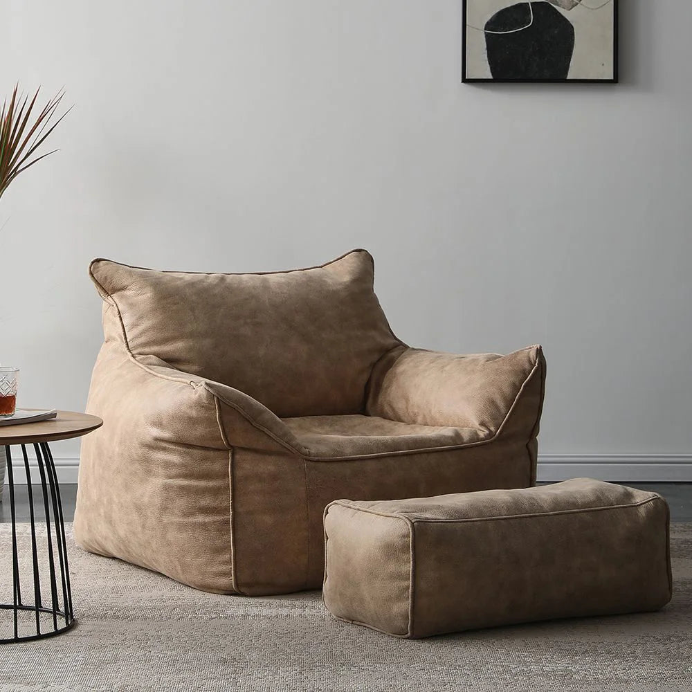 Bean Bag Sofa | Synthetic Leather | Footrest Included | Single