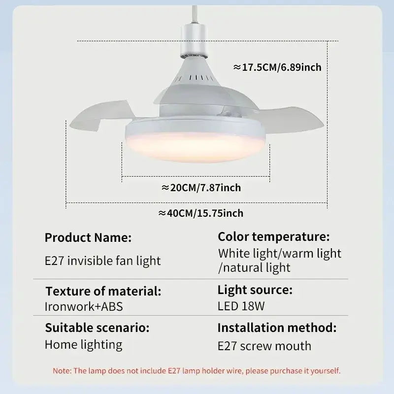 Ceiling Fan Light 2in1 | Remote Control | E27 Socket | Small Room
