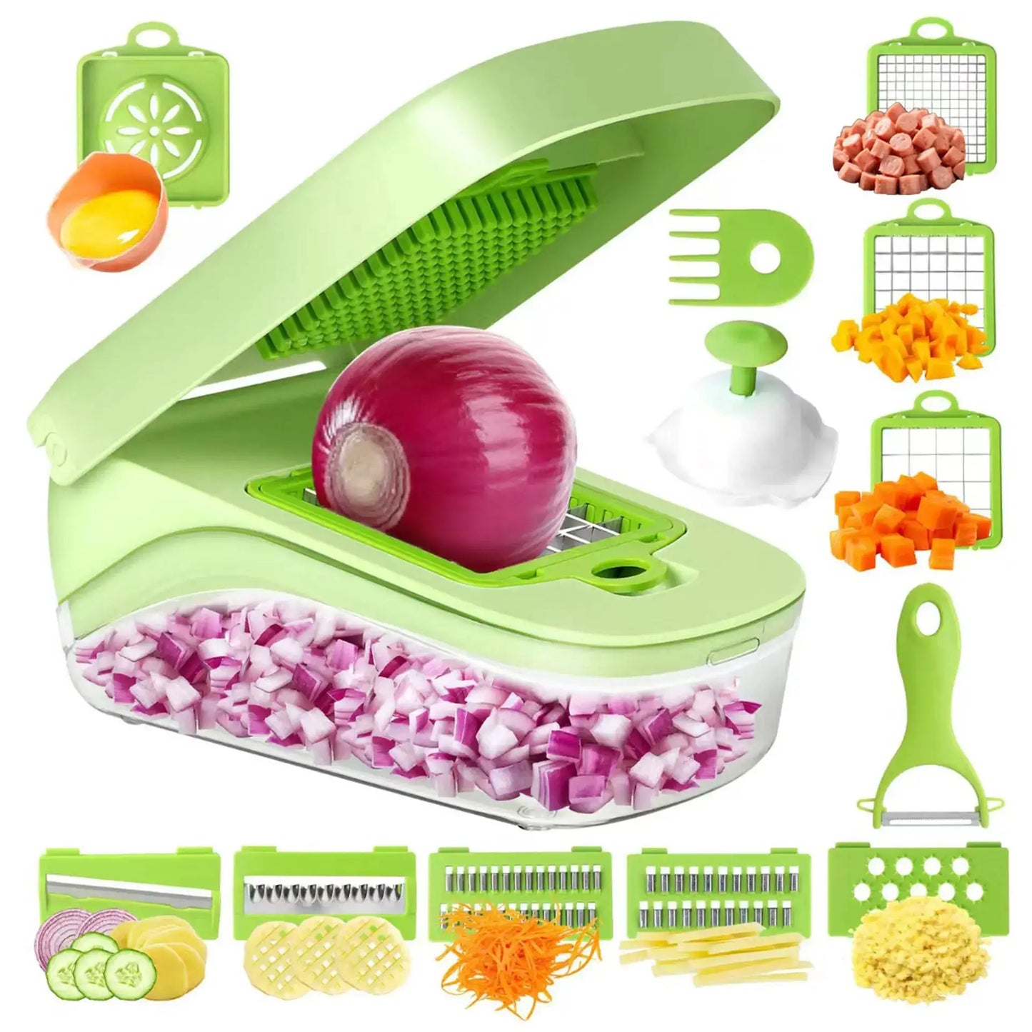 Vegetable Chopper | Stainless Steel Blades | Multi Functional Dicer Grater