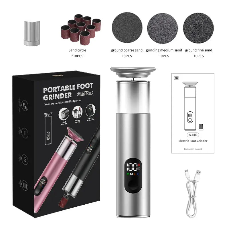 New Electric Foot File Callus Remover 2 in 1 Rechargeable Foot File & Nail Pedicure Tool, gift 60PCS Replaceable Sandpaper Discs from PriceLows™