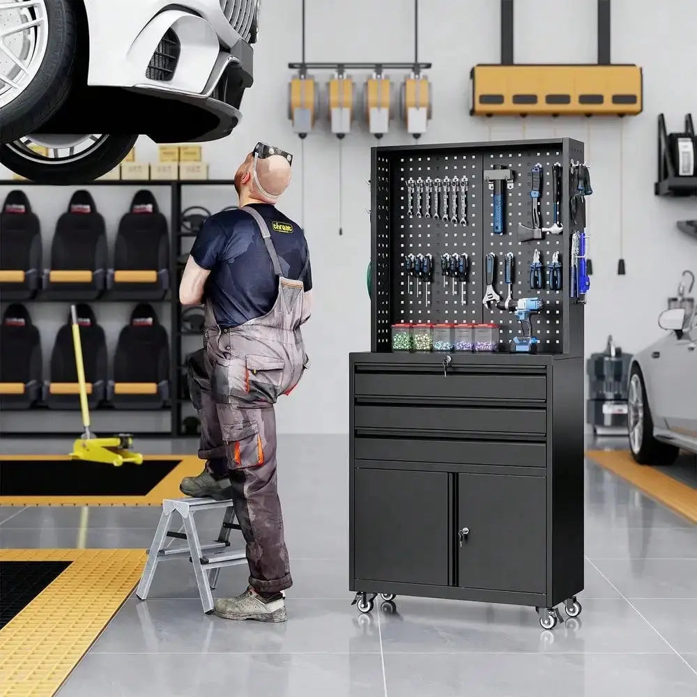 Metal Garage Storage Cabinet With Wheels,3Drawer Rolling Tool Cabinet With 2 Door And Adjustable Shelves, 71 Steel Tool Cabinet from PriceLows™