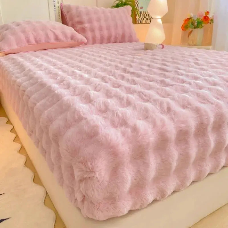 Fitted Bed Sheet | Plush Winter Warm | Solid Color | Full To King