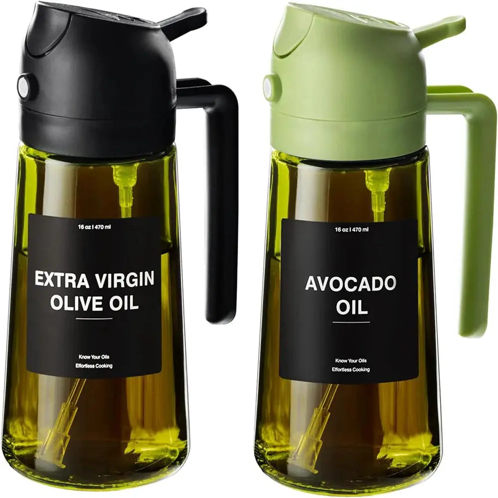 470 ml Oil Sprayer for Cooking,2-in-1 Olive Oil Dispenser and Oil Spray Bottle,Oil Spray with Stickers,Thick Glass Spray Bottle from PriceLows™