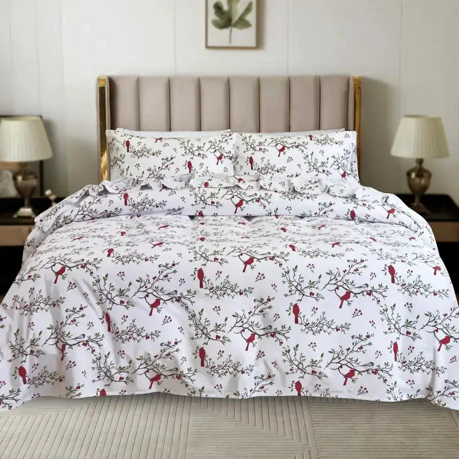 Ultra Soft 4Piece 100 Turkish Cotton Flannel Sheet Set Holiday Christmas Flannel Sheets, Warm and Cozy Premium Quality, Deep Poc from PriceLows™