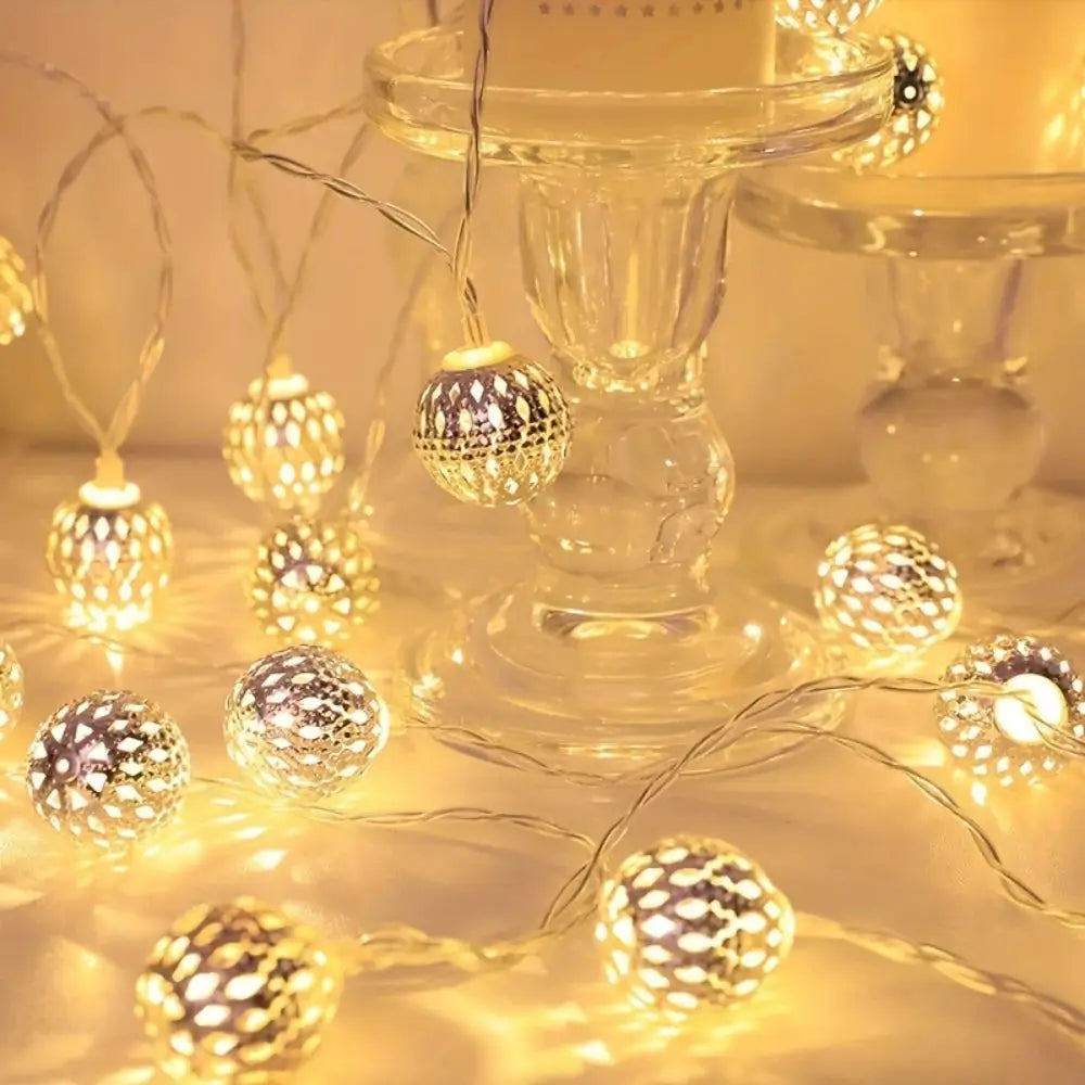 1PC 1.5M/3M Battery Powered Moroccan Ball Lamp String, Indoor and Outdoor Lights, used for Wedding, Party, Festivals, Birthday from PriceLows™