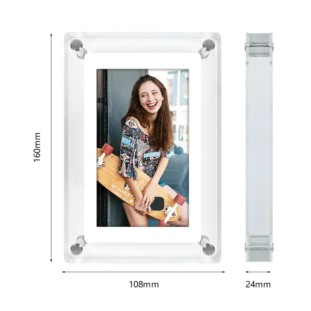 Digital Photo Frame | 5 Inch IPS Display | 4GB Built In Memory | White