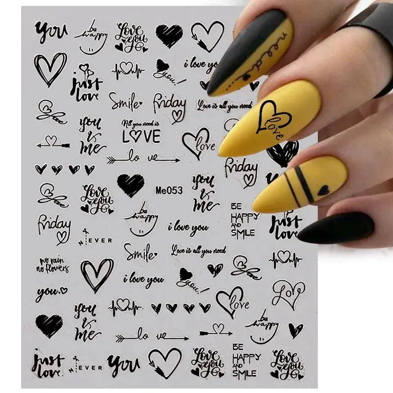 1PCS Laser Love Letter Nail Sticker Nail Art Decoration Flower Star supplies Decals Press On Nails Stickers Parts from PriceLows™