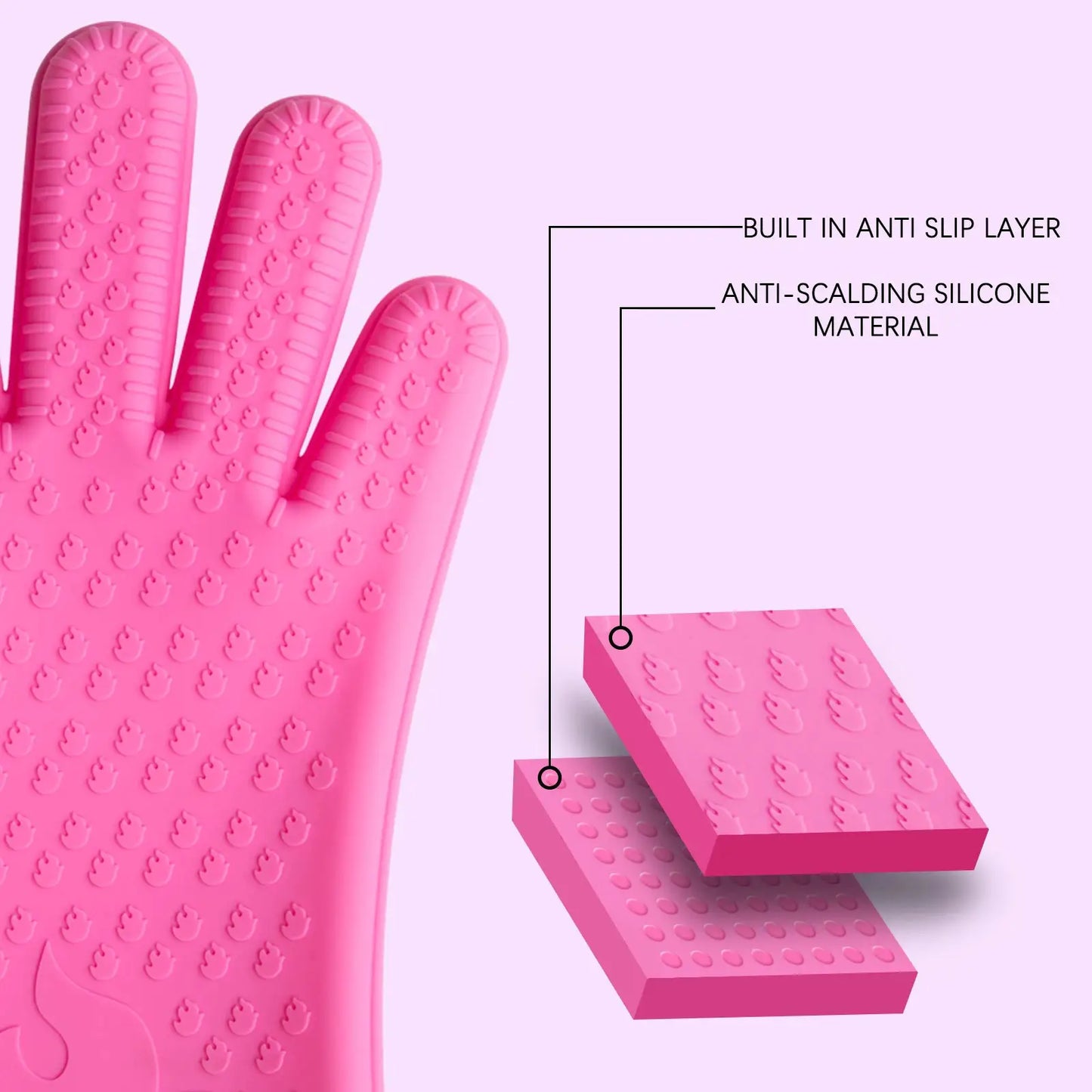 Silicone Oven Gloves | Heat Resistant | Full Finger | One Size