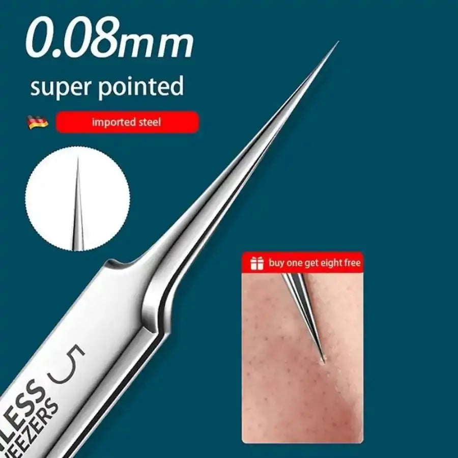 Fine Needle Tweezers | Stainless Steel | Blackhead Acne Pore Remover