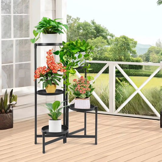 5-Tier Large Plant Stand with Wide Tray Tiered Corner Pot Holder Staggered Metal Flower Display Shelf for Indoor Outdoor from PriceLows™