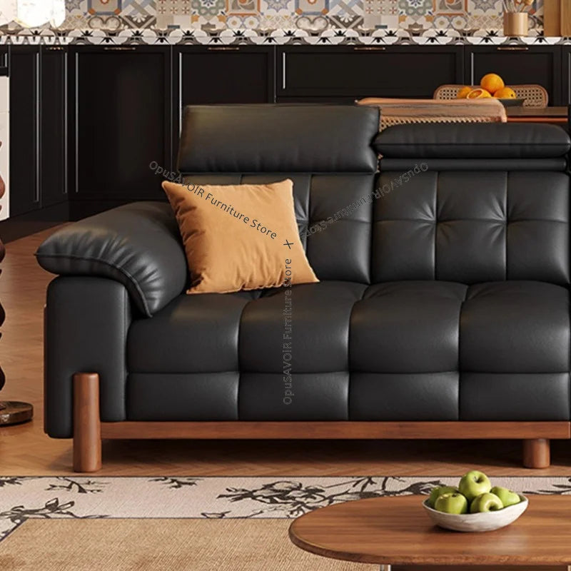 Sofa | Solid Wood Frame | Top Grain Leather | Mid-Century Modern