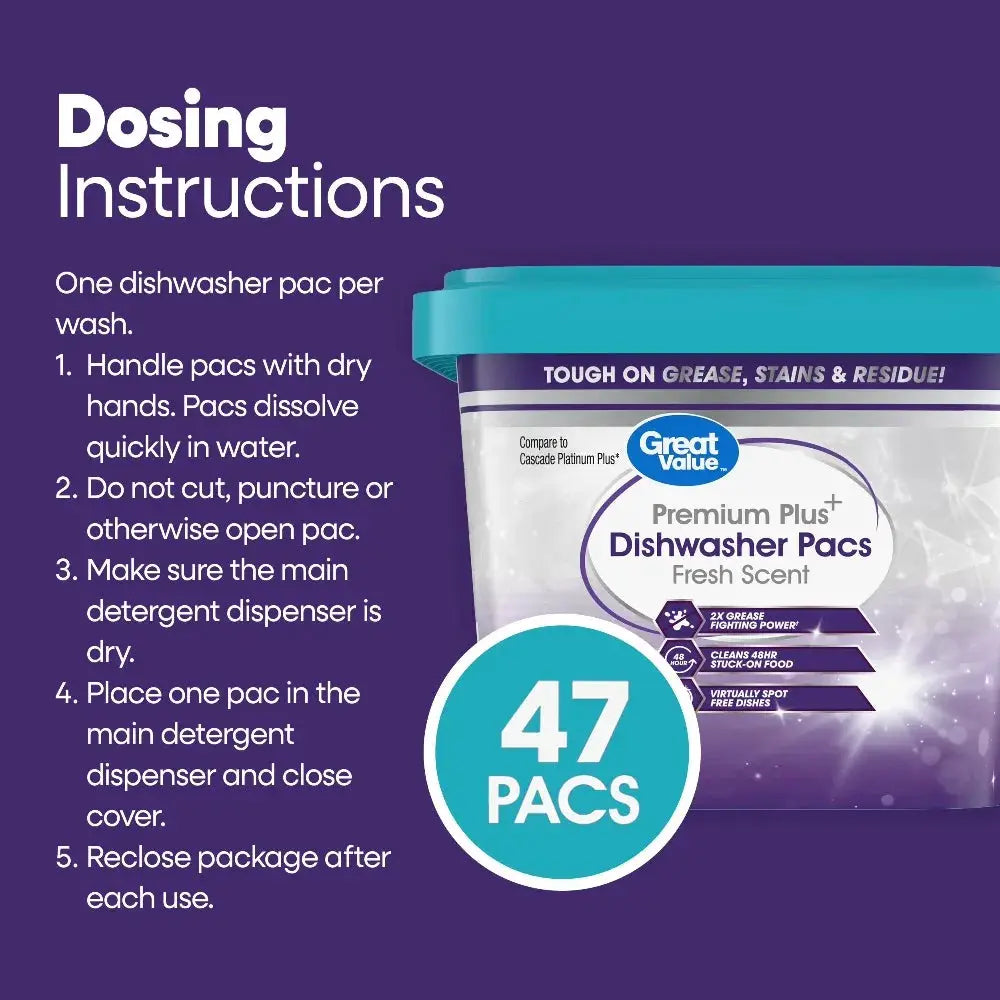 Automatic Dishwasher Pacs | Fresh Scent | Deep Clean | 47 Count