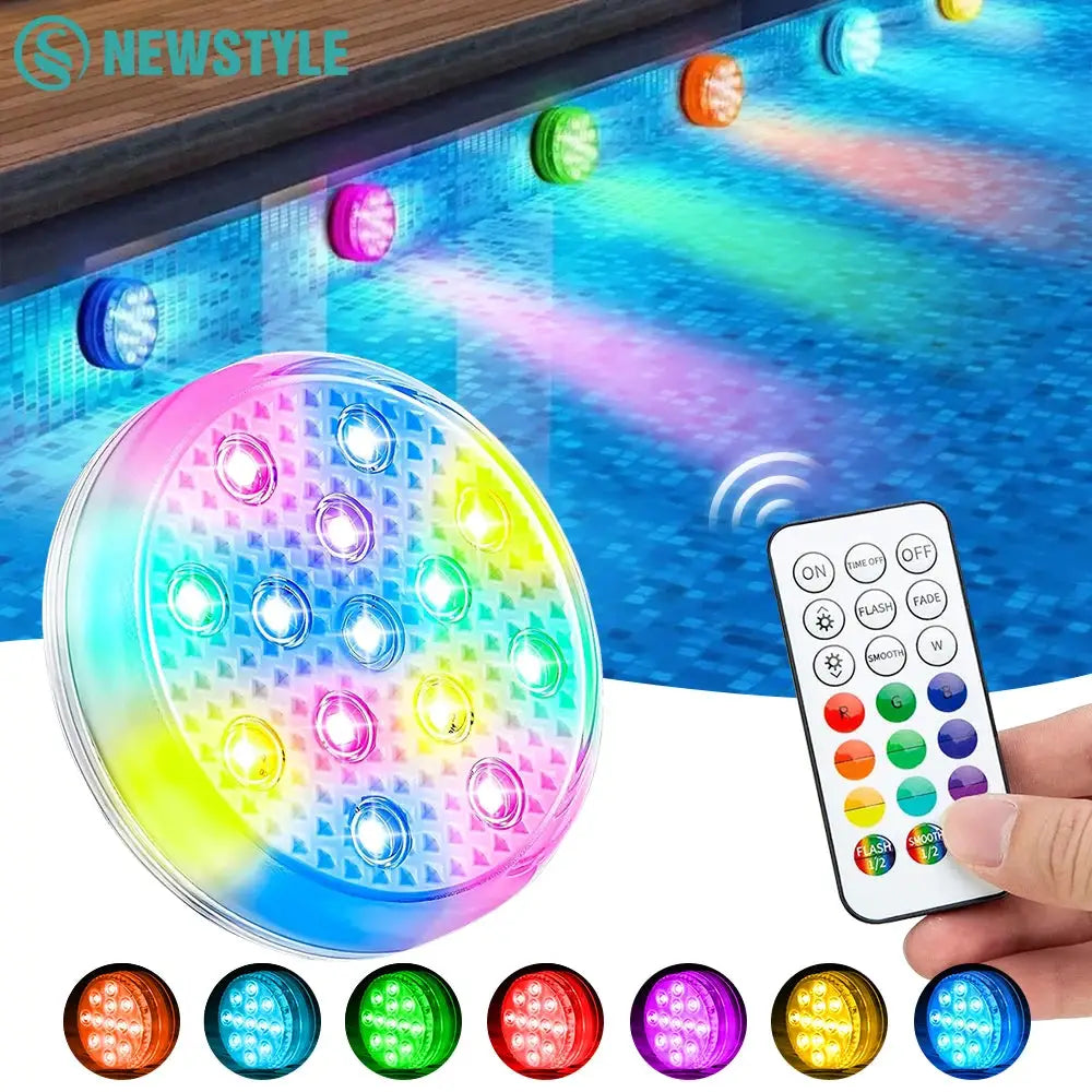 Rechargeable Submersible Pool Lights With Remote Waterproof Underwater Charging 16 Color Changing LED With Magnet Floating Light from PriceLows™