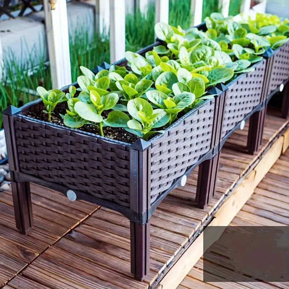 Plastic Large Flower Pot Box with Legs Raised Garden Bed Elevated Planting Container for Gardening Vegetables Fruit Flowers Herb from PriceLows™