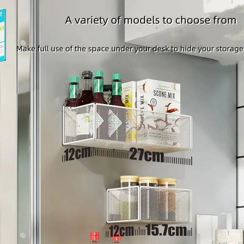 Household Wall Hanging Basket Kitchen Magnetic Attraction Storage Rack Refrigerator Magnetic Shelf Living Room Summary Holder from PriceLows™