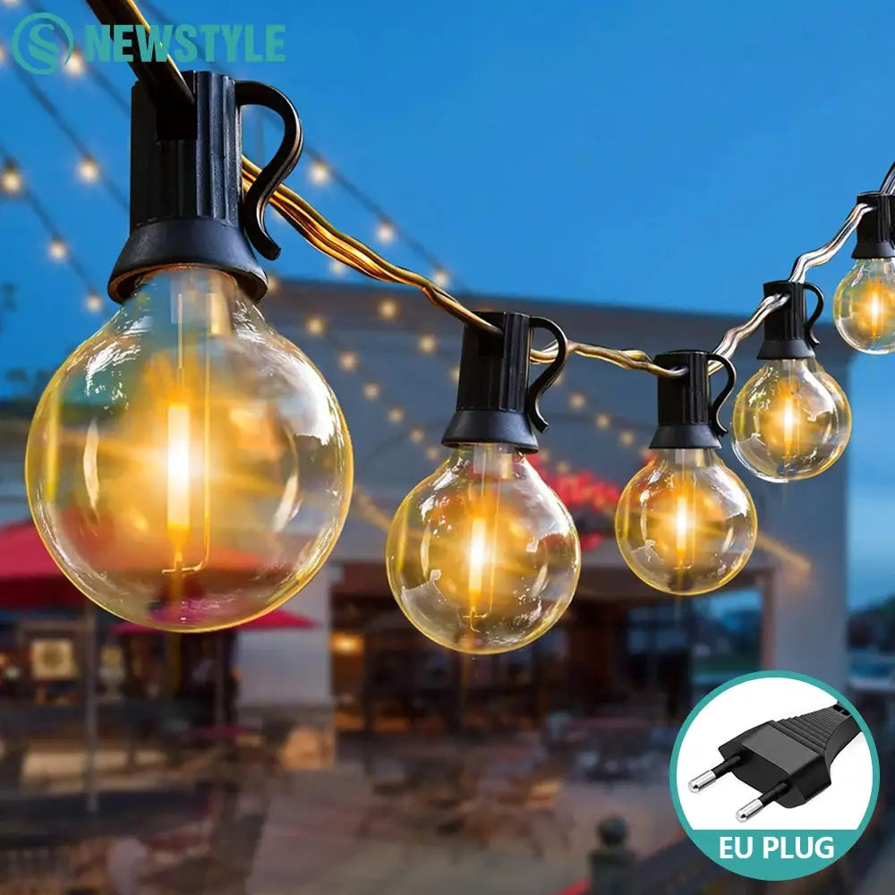 Outdoor LED Waterproof G40 String Light EU Plug Shatterproof Light Bulb Garden Fairy String Lights for Patio Festoon Party Decor from PriceLows™