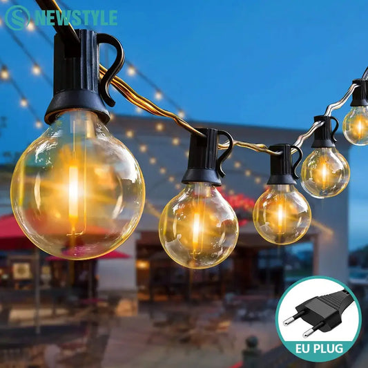 Outdoor LED Waterproof G40 String Light EU Plug Shatterproof Light Bulb Garden Fairy String Lights for Patio Festoon Party Decor from PriceLows™