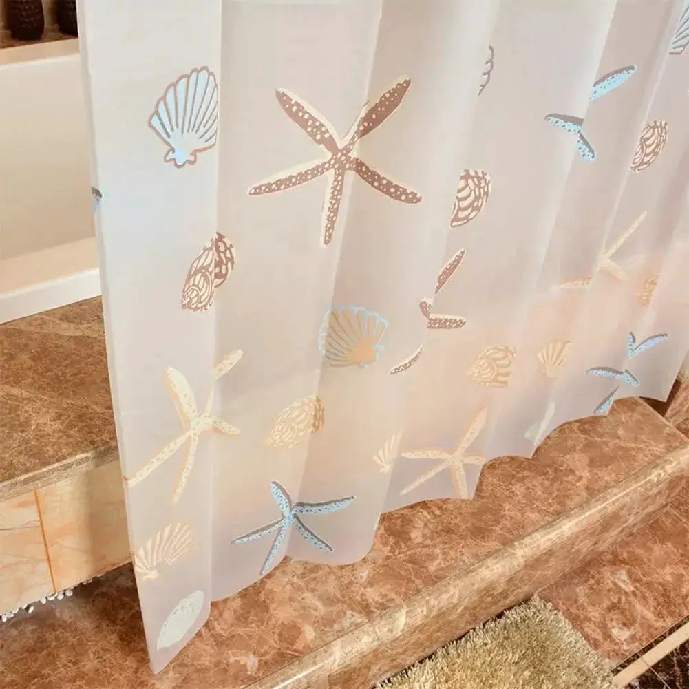Starfish Seashell Plastic Shower Curtain Liner - Waterproof Bathroom Curtain for Bathtubs, Mildew Resistant Bath Curtain from PriceLows™