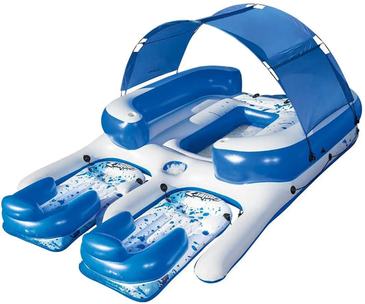 Inflatable Floating Island | 8-Person Capacity | UV Sun Shade | Large