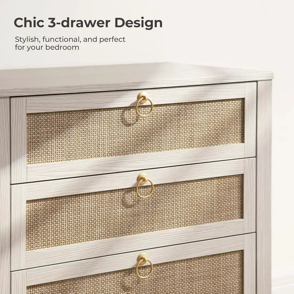 Pair of Large Boho-Style Rattan Nightstands for Bedroom from PriceLows™