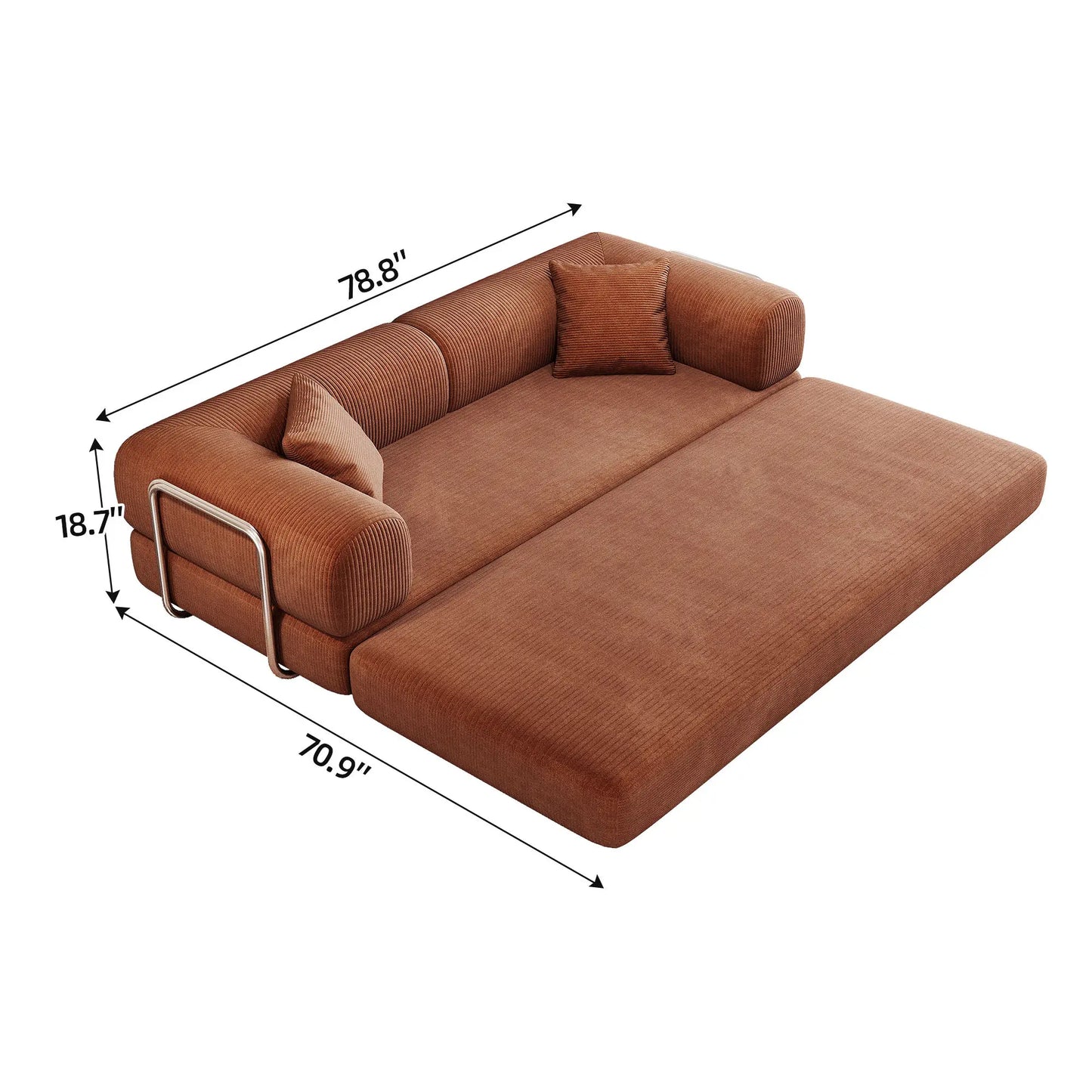 Convertible Sofa Bed | Genuine Leather | Metal Frame | Apartment Use