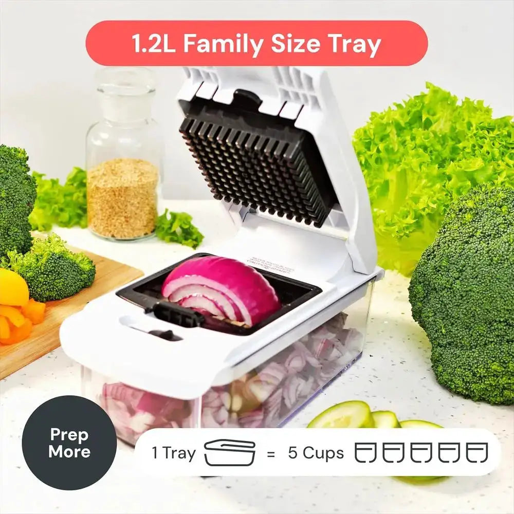Vegetable Chopper | Interchangeable Blades | Spiralizer Included | White