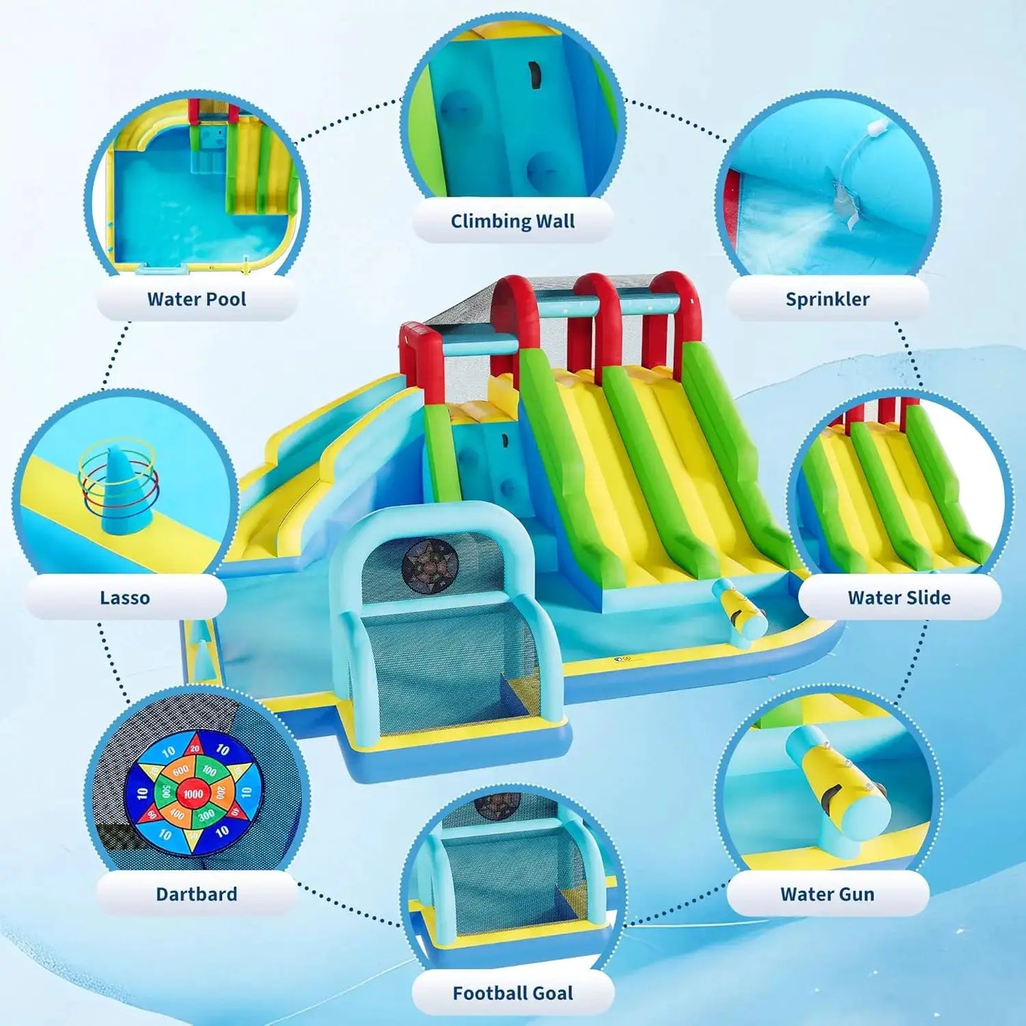 Inflatable Bounce House Oxford Fabric Bouncy Castle with Blower for Kids Indoor Outdoor Toys Play Center Backyard Party Fun from PriceLows™