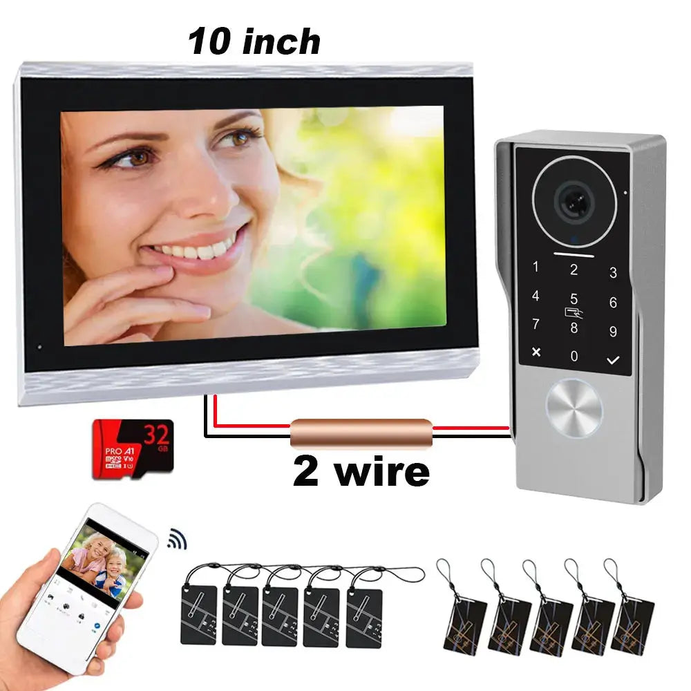 Smart Video Intercom Doorbell | 1080P Camera | 10 Inch Touchscreen | 5G Wifi