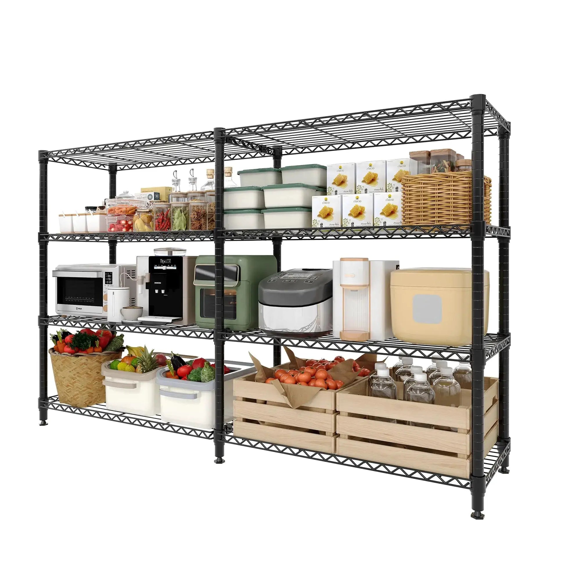 4-Tier Heavy Duty Metal Shelving Unit, Adjustable Height & Feet, Sturdy Thickened Construction, High Weight Capacity, Easy to Assemble for Garage, Pantry, Basement, Kitchen, 13.8" D x 59" W x 59.5" H from PriceLows™
