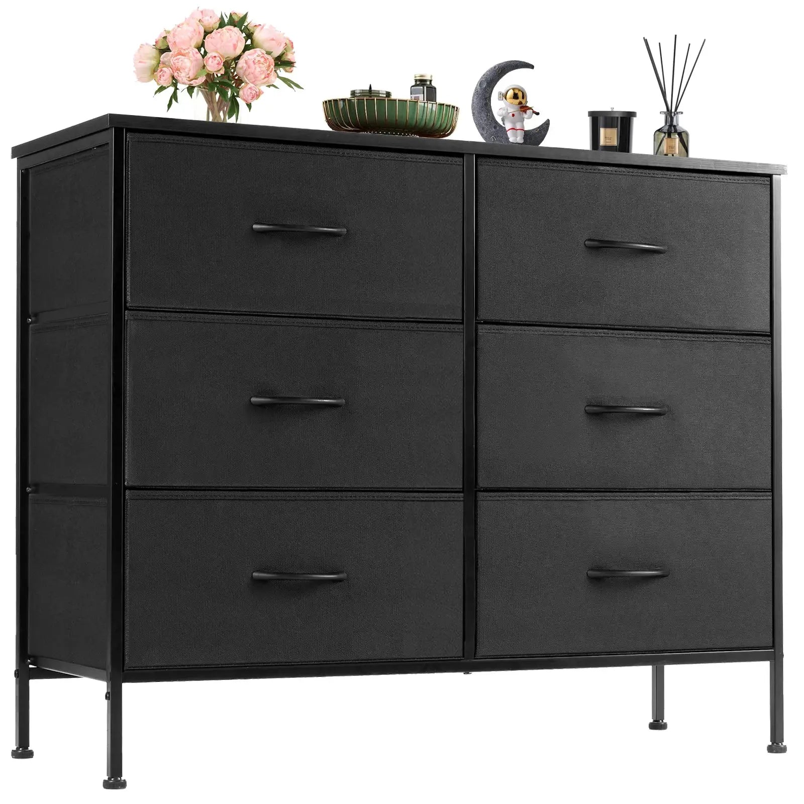 JHK 6 Fabric Drawers Nightstand For Bedroom Bedside Sofa Table With Storage Closet Chest Clothes Display Cabinet Furniture from PriceLows™