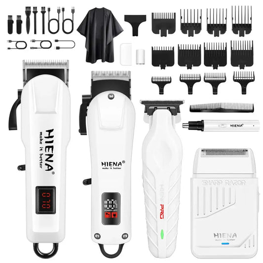 Hair Clippers Kit | Rechargeable Battery | Stainless Steel Blades | 4 Piece Set