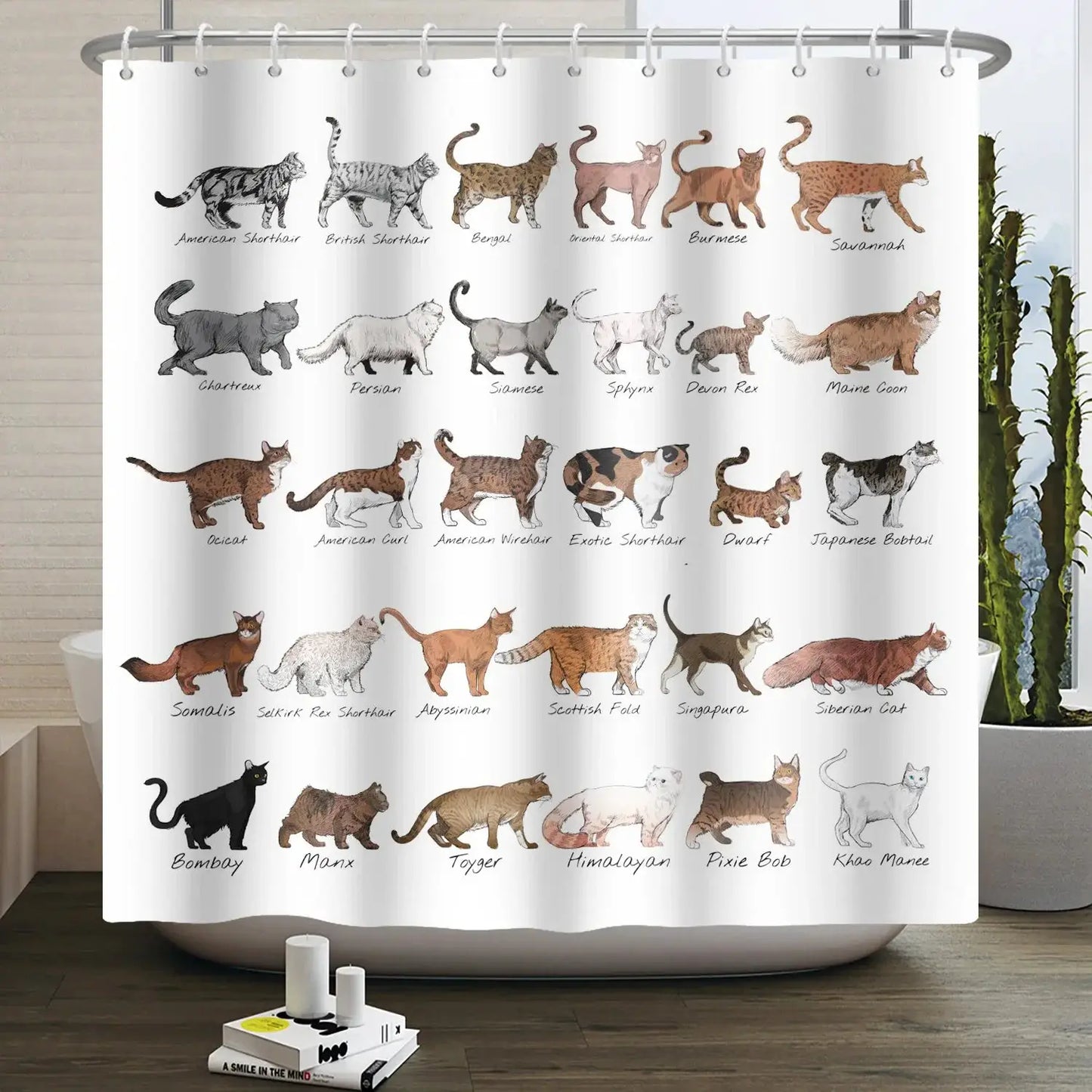 Cartoon Cat Shower Curtain Funny Animal Cute Cat Dog Kids Print Waterproof Bath Bathroom Shower Curtains Decoration with Hooks from PriceLows™