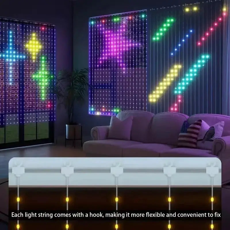 RGBIC Smart Curtain Led String Light 400 Leds Outdoor DIY Lights Pattern App Remote Control WS2812B Display Garland Decoration from PriceLows™