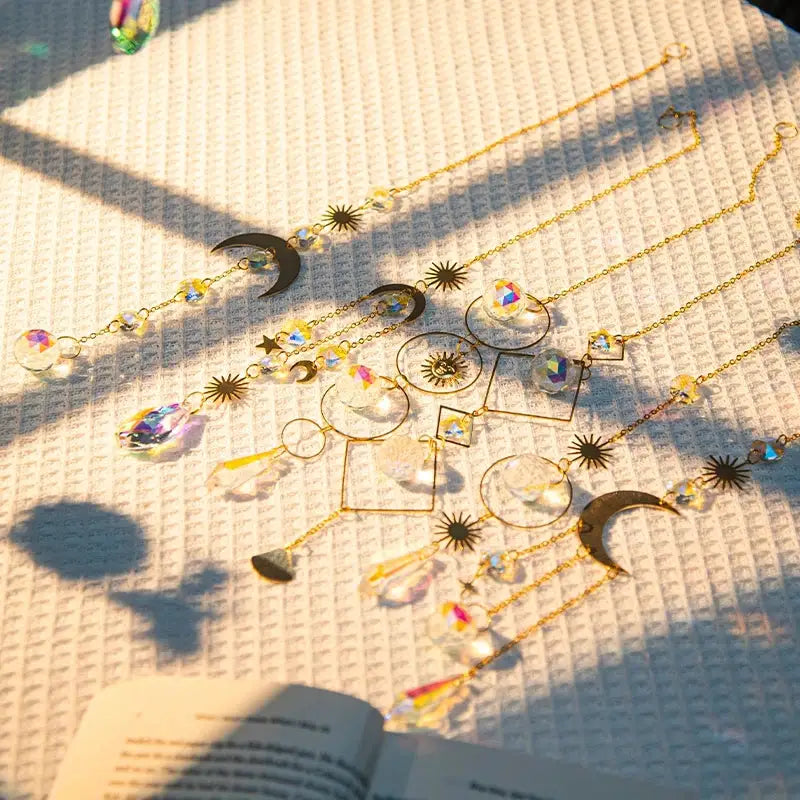 Crystal Suncatcher Moon Star Rainbow Sun Catcher Wind Chime Pendant Sun Catcher Pendants Outdoor Garden Yard Hanging Decor from PriceLows™