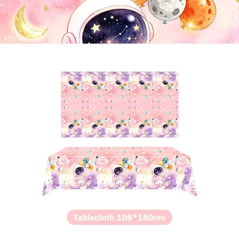 Astronaut Birthday Party Set | 61 Pcs Cup Plates Tablecloth