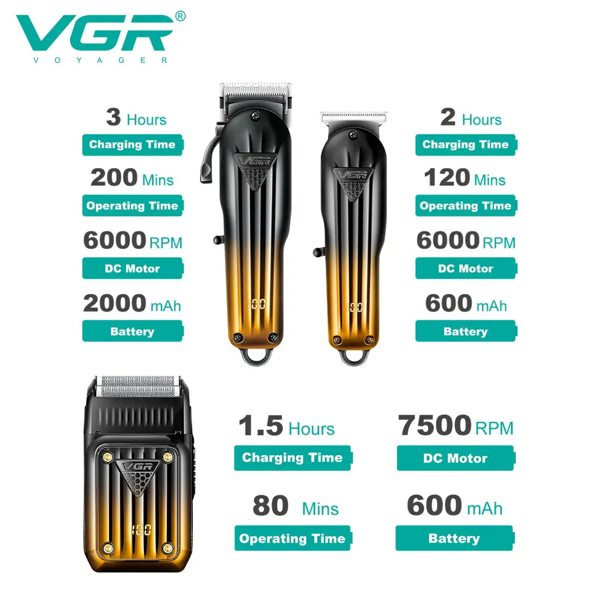 Electric Hair Clipper | Battery Life 90 Minutes | Charging Time 2 Hours | VGR644