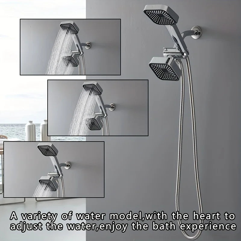Shower Head Set | Two In One Handheld And Rain | Wall Mounted | With Long Hose