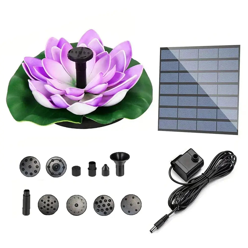 Lotus Solar Water Fountain Brushless Pump Mini Waterfall Fountain Artificial Lotus Flowers Fountain for Outdoor Bird Bath from PriceLows™