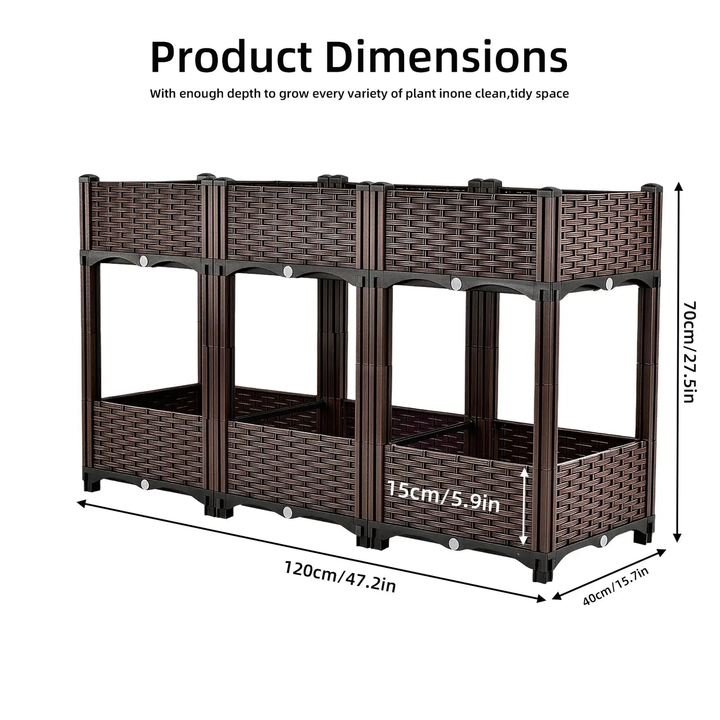 Elevated Raised Garden Bed with Legs Large, 6 Grids Divider Planter Box Outdoor PP Plastic Flower Plant Container, Double Layered Space Saving, for Vegetables Herbs with Drainage Holes Stand Up Gardening, for Patio Backyard B from PriceLows™