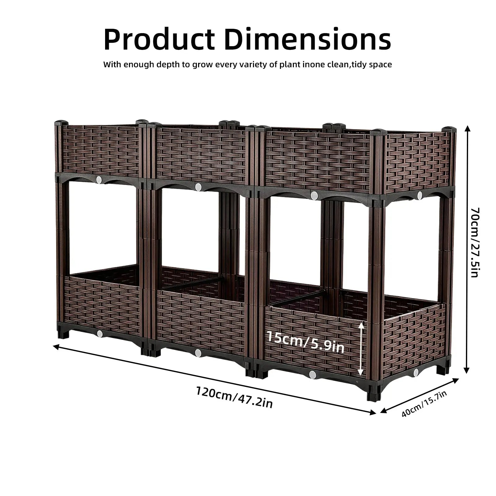 Elevated Raised Garden Bed with Legs Large, 6 Grids Divider Planter Box Outdoor PP Plastic Flower Plant Container, Double Layered Space Saving, for Vegetables Herbs with Drainage Holes Stand Up Gardening, for Patio Backyard B from PriceLows™