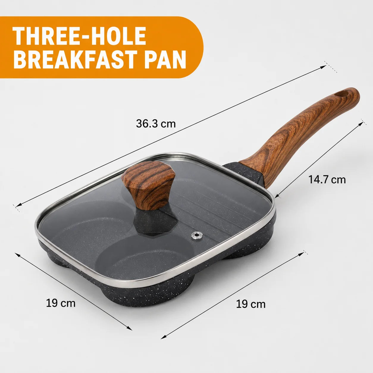 Egg Frying Pan | 4-Section Divided | Aluminum Alloy | With Glass Lid