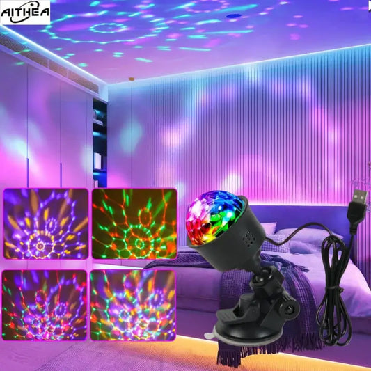 AITHEA RGB Rotating USB Projector Lamp Multicolor Disco Light for Home Party Car KTV Christmas Bedroom Decor from PriceLows™