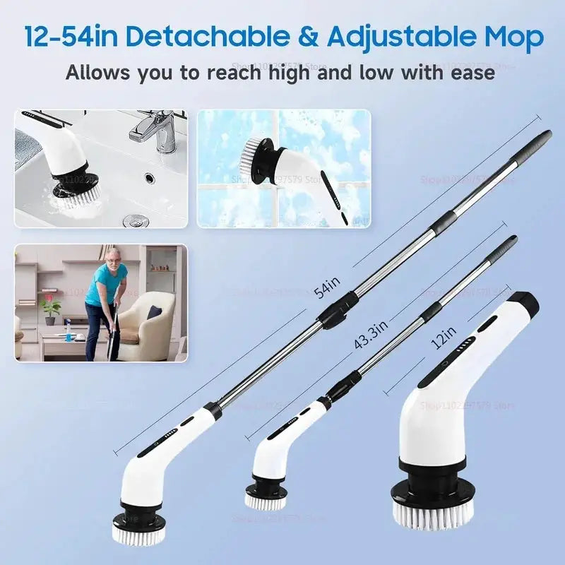 Electric Spin Scrubber | Cordless | Adjustable Extension | For Tub Tile Floor