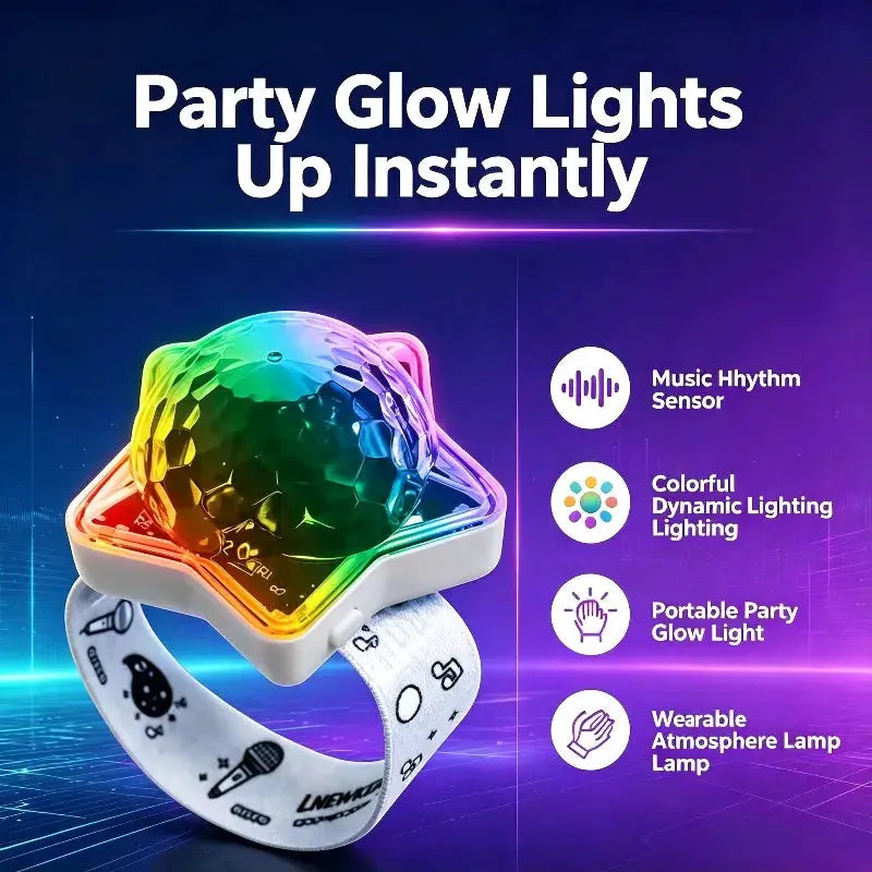 Disco Bracelet Lights | Rechargeable | 360 Rotation | 4 Pack